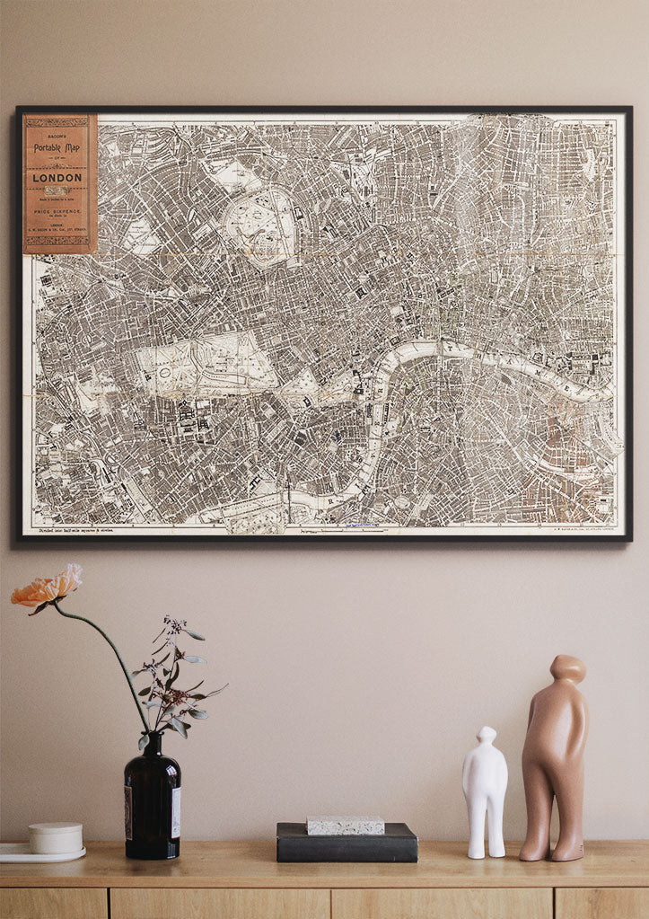 Vintage London Map - Bacon's Portable Map