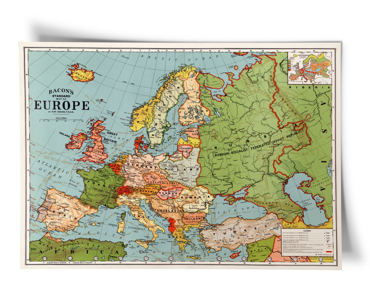 Bacon's Standard Map of Europe 1922