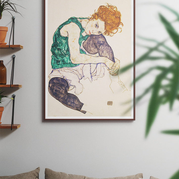 Egon Schiele Print - Sitting Woman with Legs Drawn Up