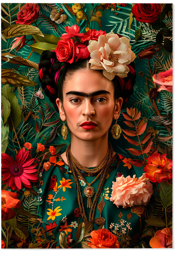 Frida Kahlo Portrait with Flowers