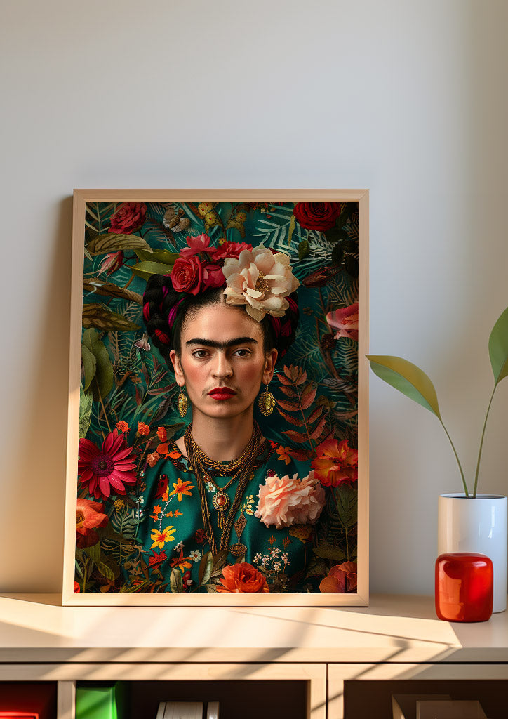 Frida Kahlo Portrait with Flowers