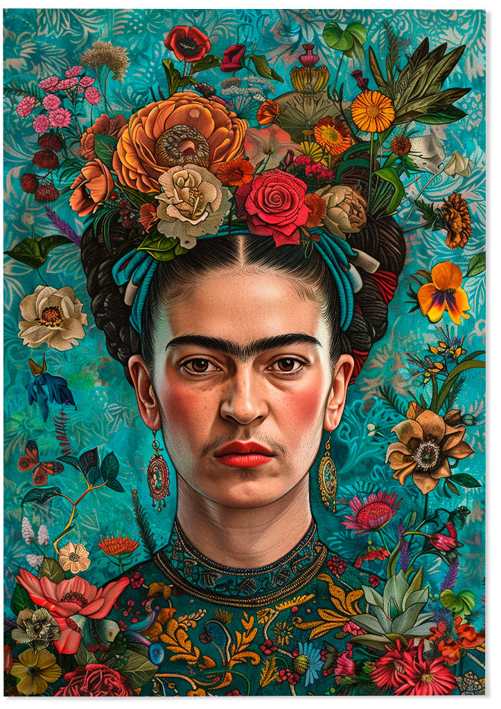 Frida Kahlo Portrait with Flowers