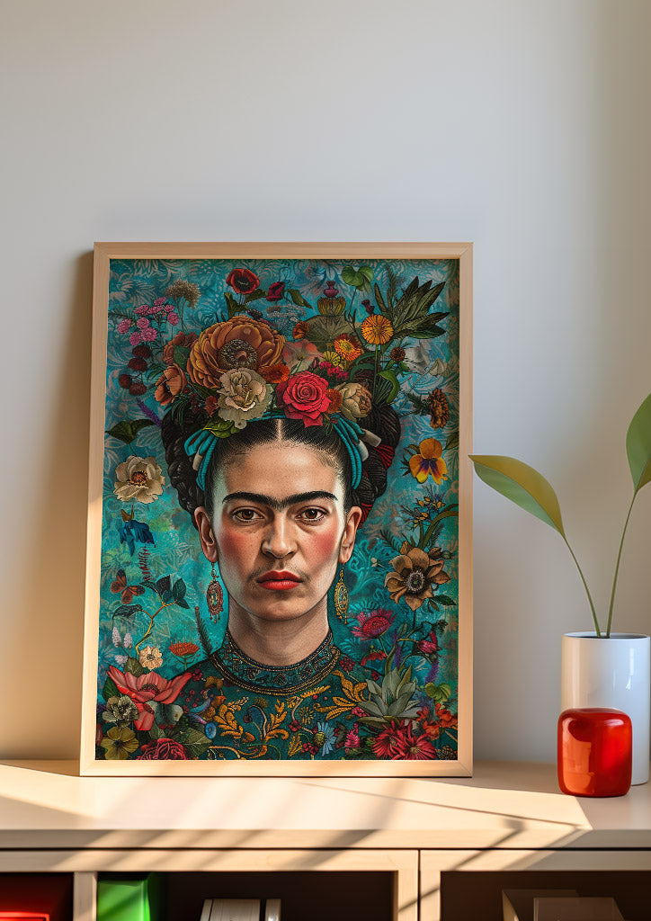 Frida Kahlo Portrait with Flowers