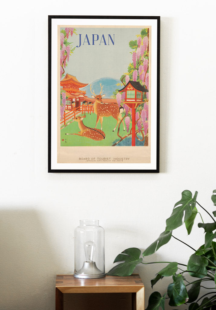 Japanese Travel Poster with Deer