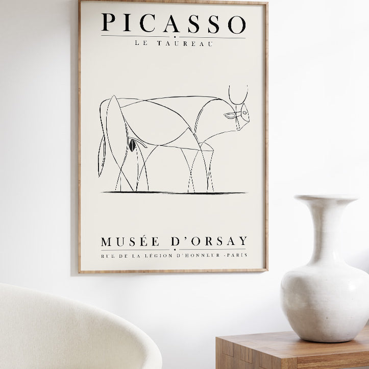 Picasso 'The Bull' Line Drawing Art PosterPicasso 'The Bull' Line Drawing Art Poster