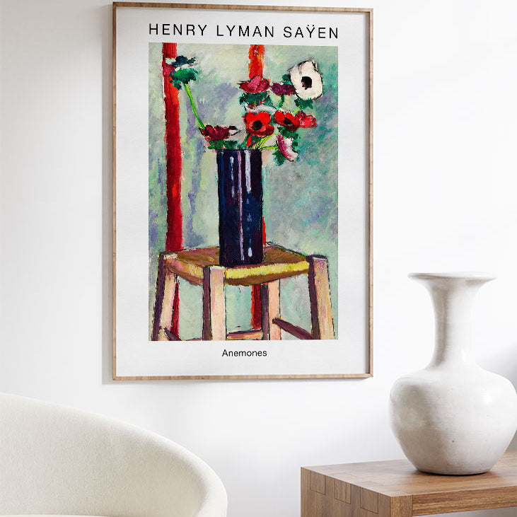 H. Lyman Saÿen art print showing his abstract still-life painting 'Anemones'. 