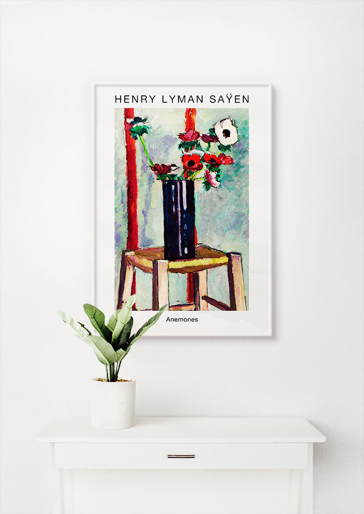 H. Lyman Saÿen art print showing his abstract still-life painting 'Anemones'. 