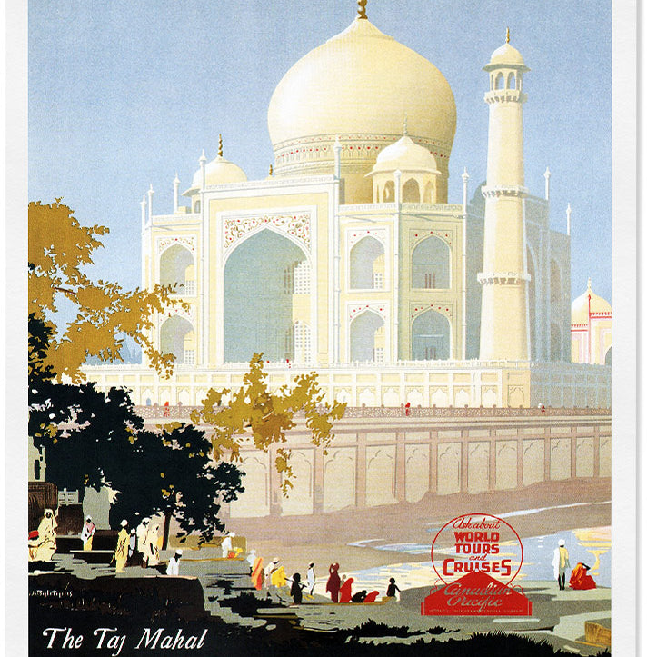 Retro Travel Poster of India, Taj Mahal