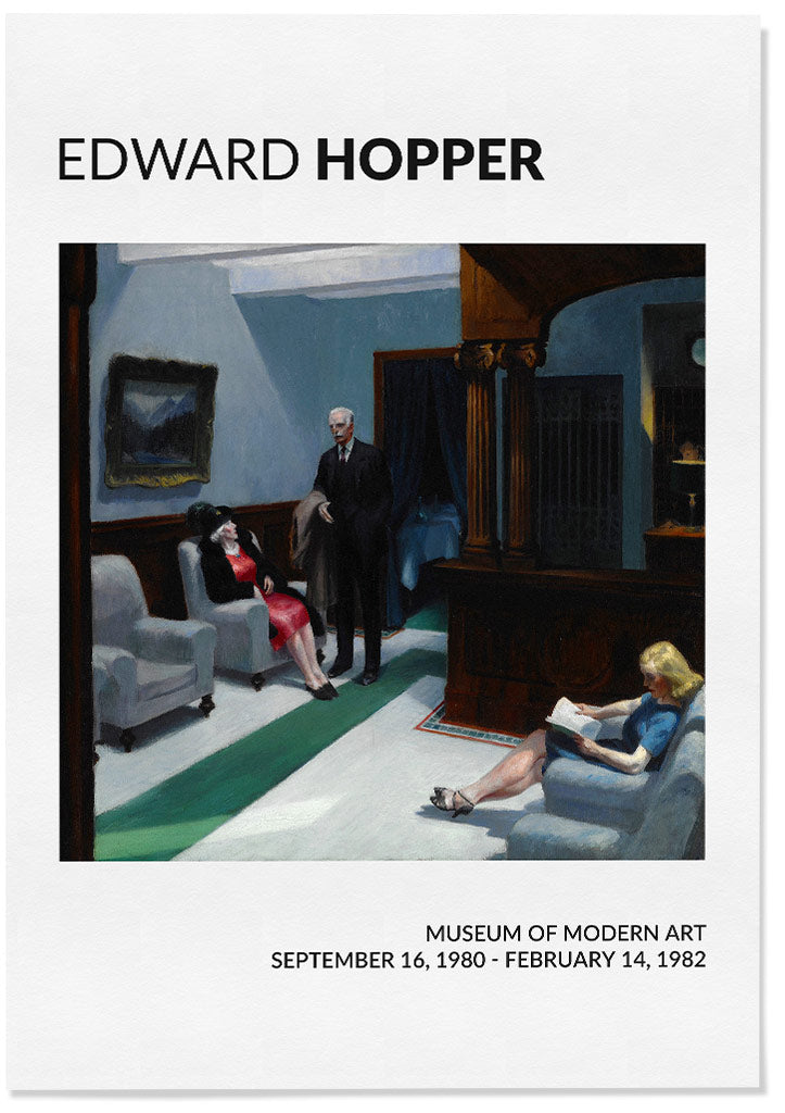 Edward Hopper Hotel Lobby Art Print, Mid Century Modern exhibition poster