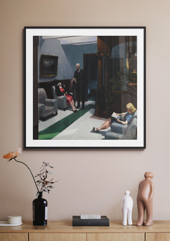 Edward Hopper Hotel Lobby Square poster