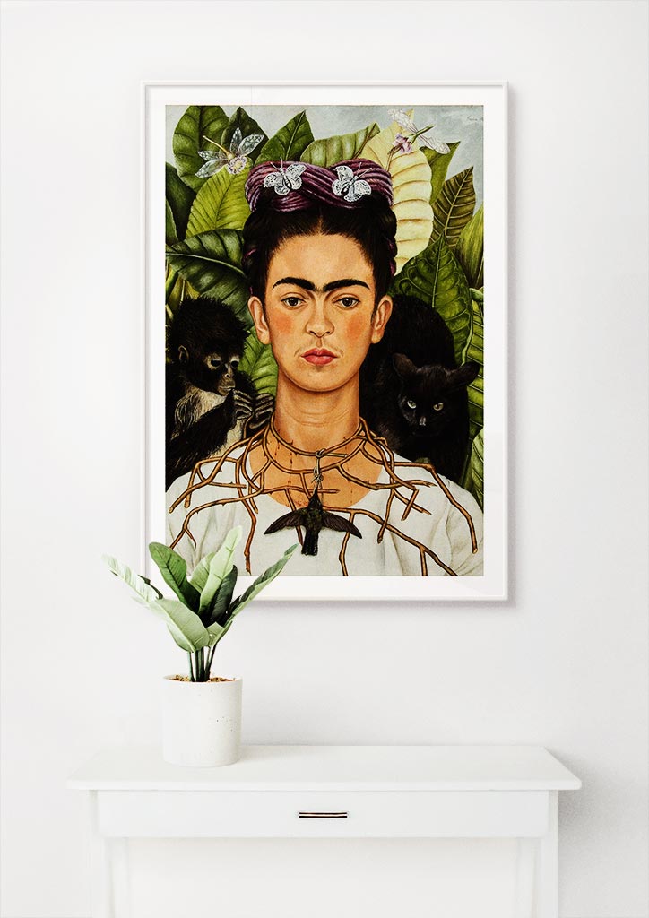 Frida Kahlo Self-Portrait with Thorn Necklace and Hummingbird