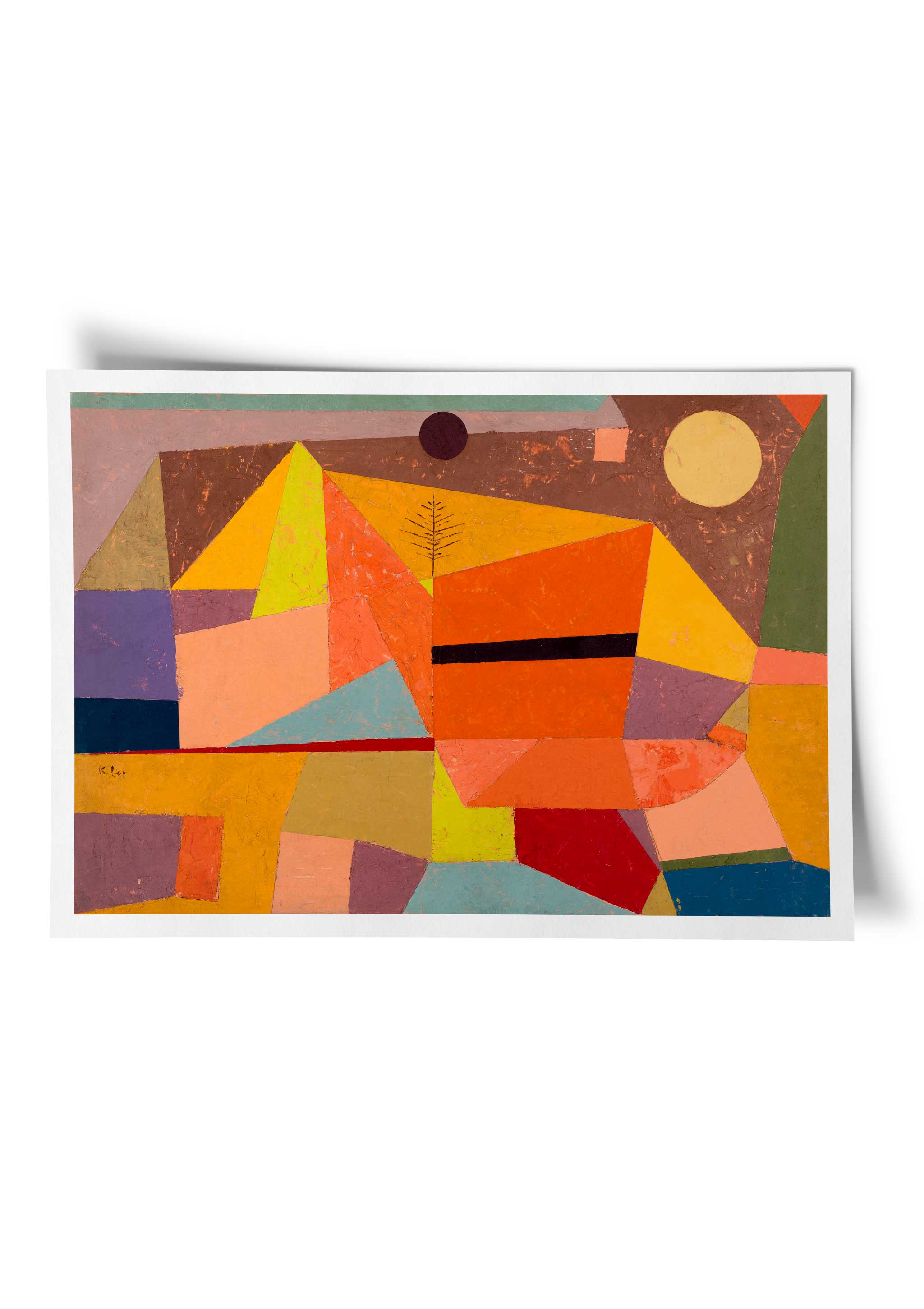 Paul Klee poster featuring his artwork the 'Joyful Mountain Landscape'.