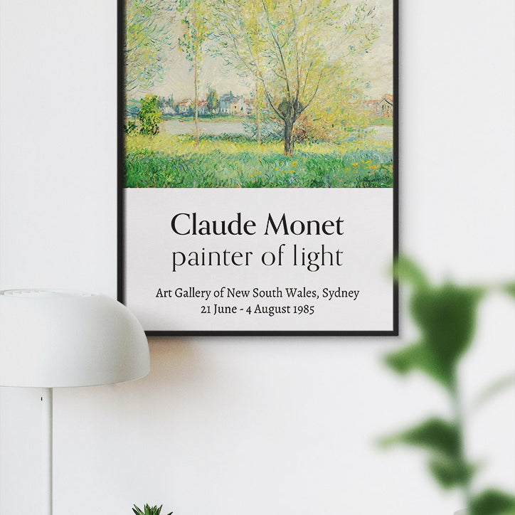 Exhibition poster, featuring Claude Monet's painting 'The Willows'. 