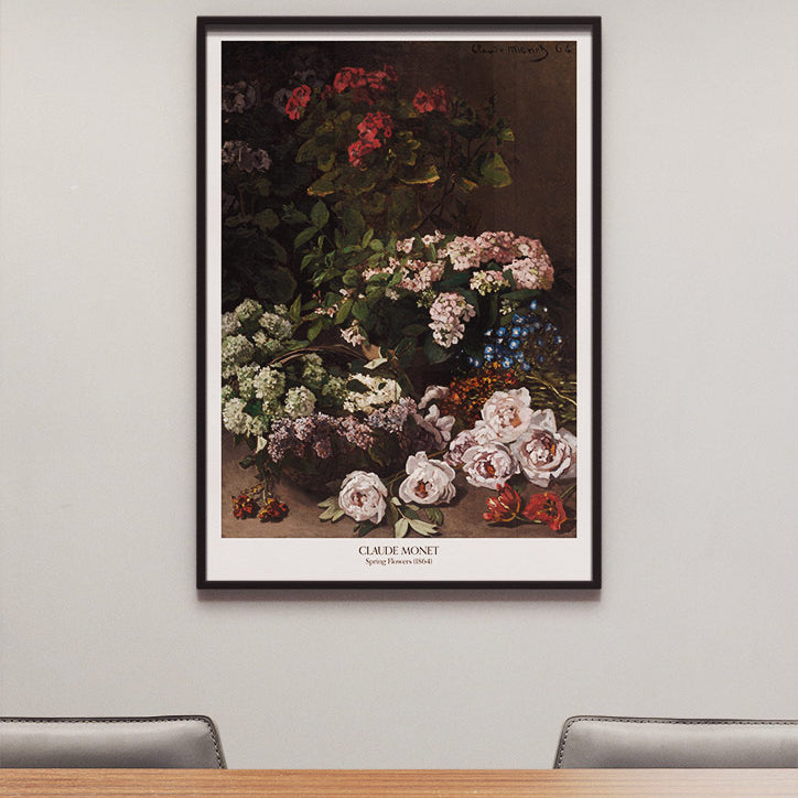 A beautiful Monet art poster, featuring his still life painting 'Spring Flowers'. 