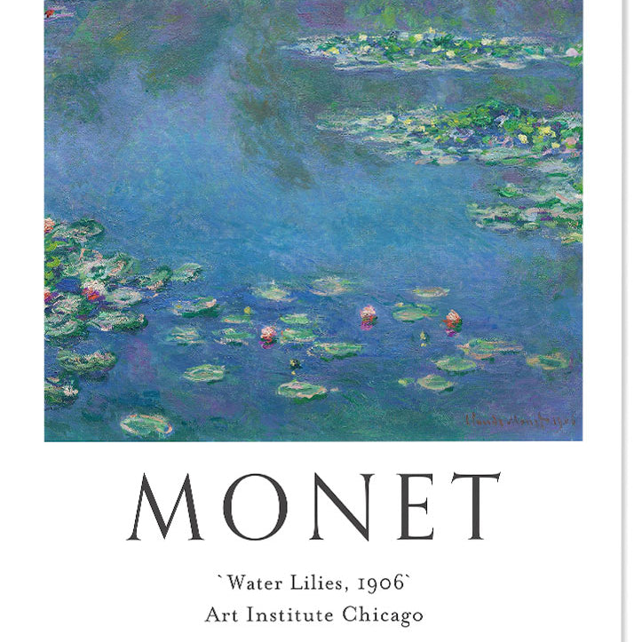 Claude Monet (1840-1926) exhibition poster, featuring his painting 'Water Lilies'.