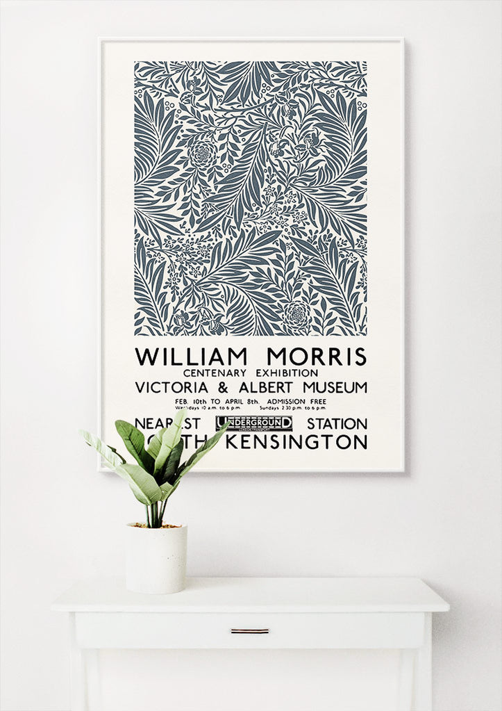 William Morris Larkspur Exhibition Poster (Grey)