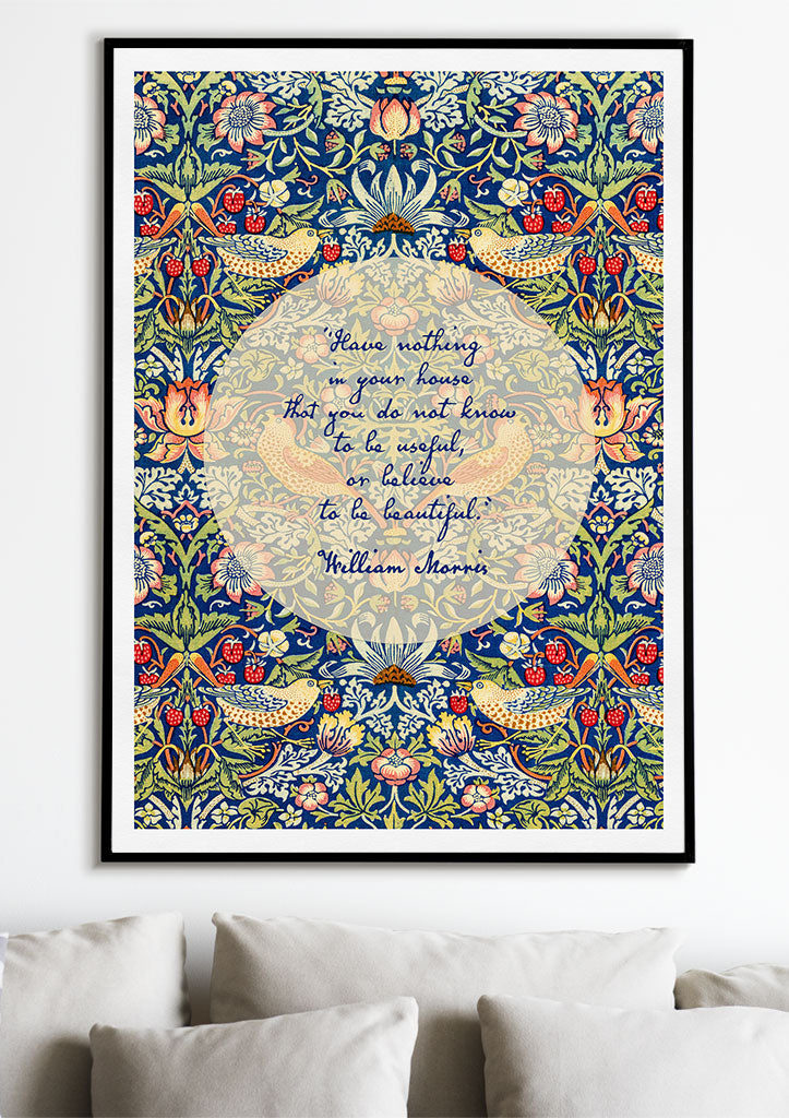 William Morris Inspirational Quote Poster - Strawberry Thief